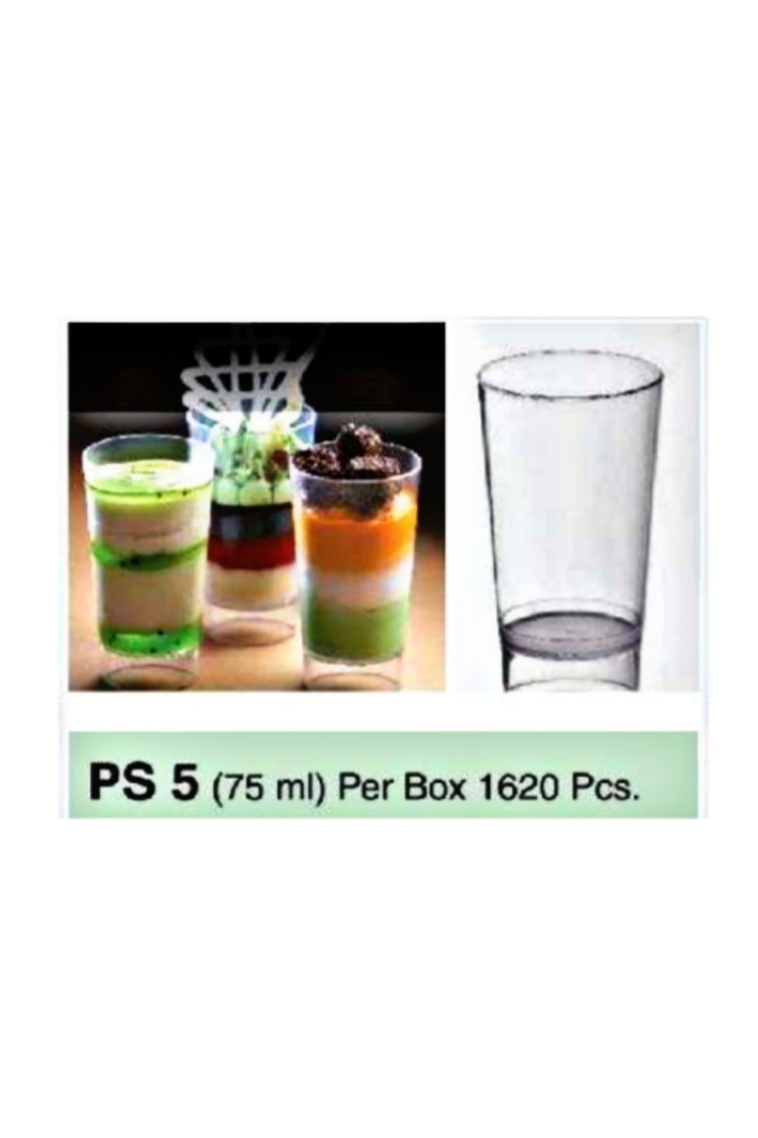 Mini Transparent Acrylic Mousse Cup Without Lid | Pudding Cup | Parfait Cup 75 ML (PS-5)(MOQ 500 PCS) (E)