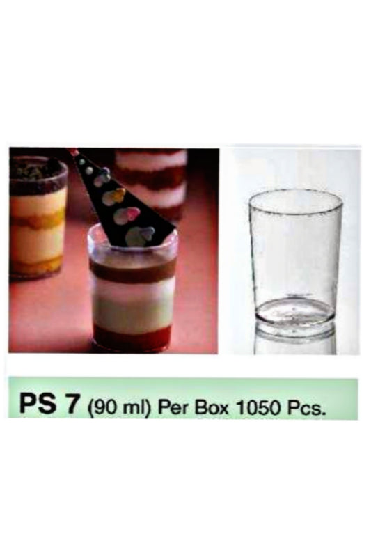 Mini Transparent Acrylic Mousse Cup Without Lid | Pudding Cup | Parfait Cup 90ML (PS-7)  (MOQ 500 PCS) (M)