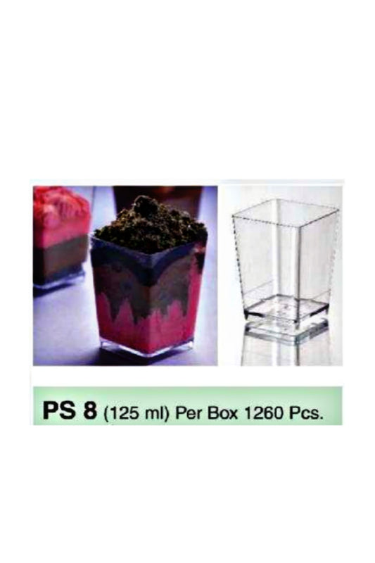 Mini Transparent Acrylic Mousse Cup Without Lid | Pudding Cup | Parfait Cup 125ML (PS-8) (MOQ 500 PCS) (O)
