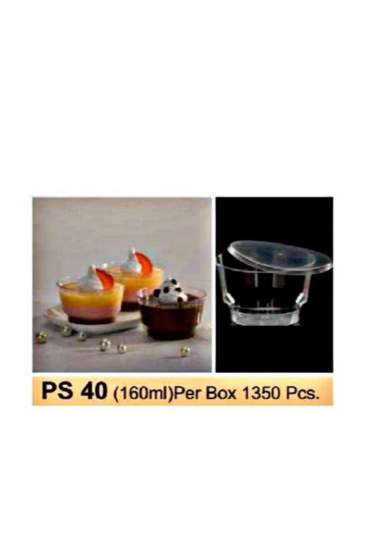 Mini Transparent Acrylic Mousse Cup Without Lid | Pudding Cup | Parfait Cup 160ML (PS-40)  (MOQ 500 PCS) (U)