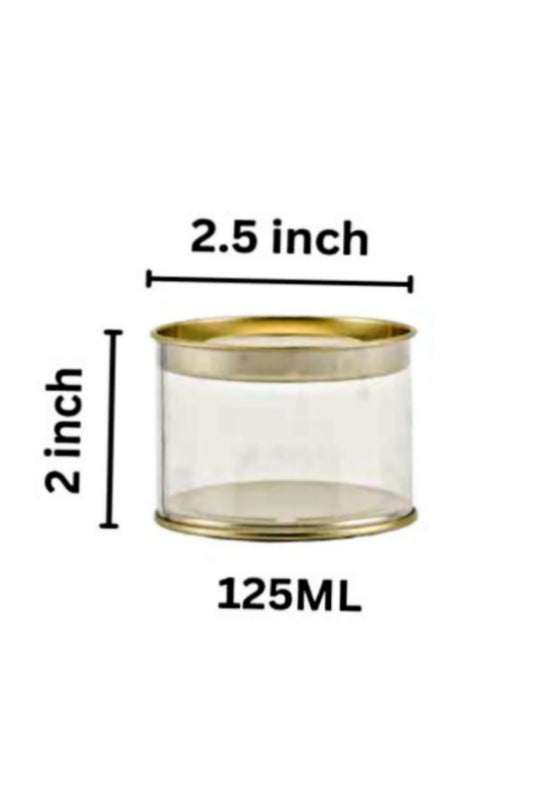 Clear Plastic Pet Jar with Golden Lid 125ML 2.5x2 Inch (MOQ 100 PCS) (RD)