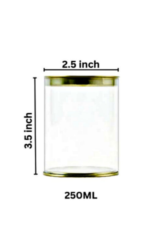 Clear Plastic Pet Jar with Golden Lid 250ML  2.5x.3.5 Inch (MOQ 100 PCS) (RA)