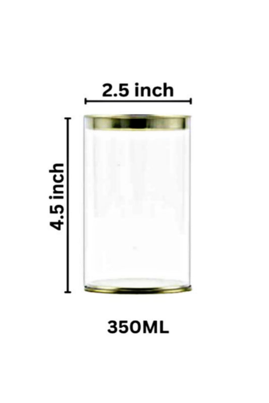 Clear Plastic Pet Jar with Golden Lid 350ML 2.5x4.5 Inch (MOQ 100 PCS) (RF)