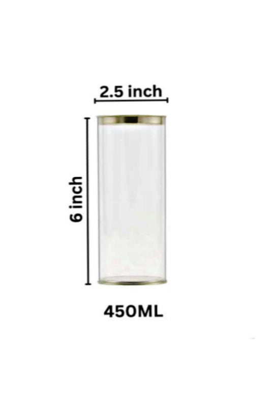 Clear Plastic Pet Jar with Golden Lid 450ML 2.5x6 Inch (MOQ 100 PCS) (RO)