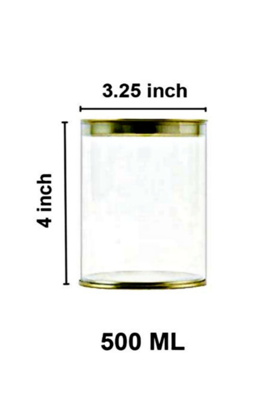 Clear Plastic Pet Jar with Golden Lid 450ML 3.25x4 Inch (MOQ 100 PCS) (RU)