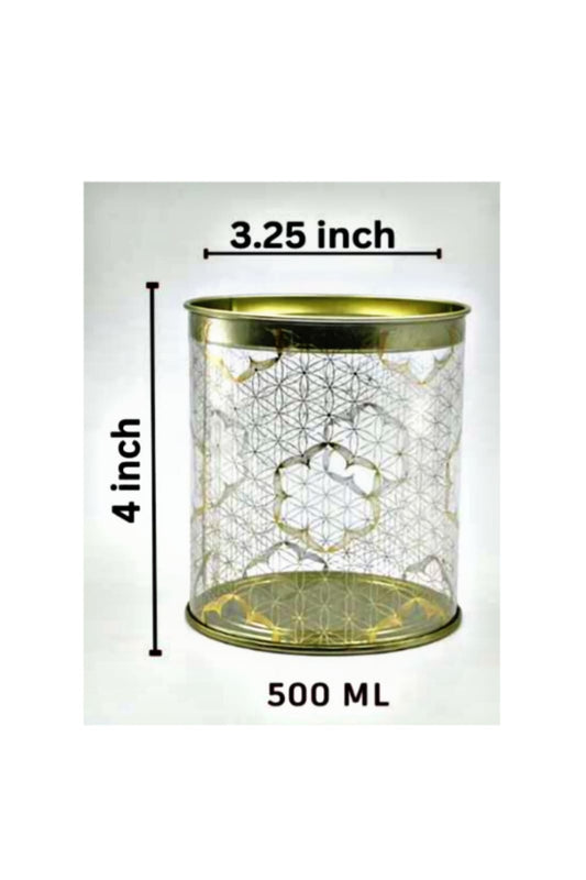 Clear Plastic Pet Jar with Golden Lid 450ML 3.25x4 Inch (II)