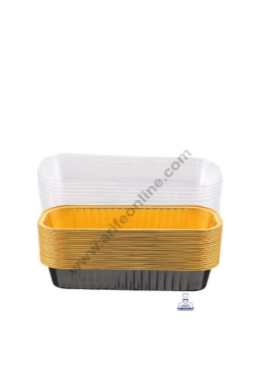 Rectangle  Aluminium Tin Foil Bake & Serve Cup with Lid | Aluminium Containers | Non-Stick Foil Baking container - Black-  2000 Pcs per cartoon (MOQ 1 CRTN) (L)