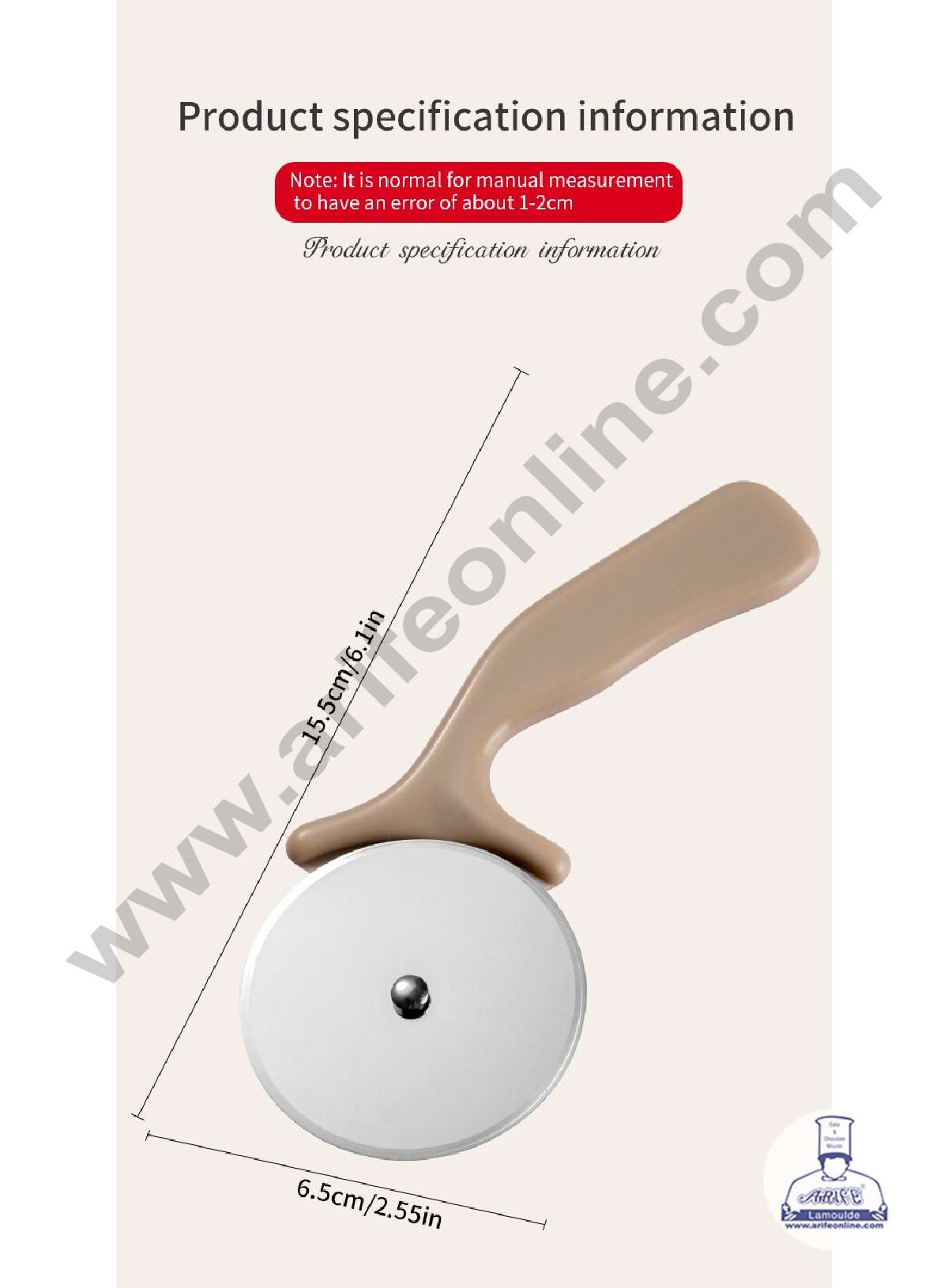 1pc Pizza Cutter Stainless Steel Blade with Plastic Handle - 6.5 cm SB-100213 (MOQ 12 PCS)  (FD)