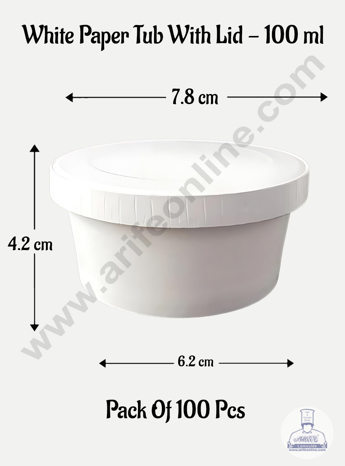 100ml White Kraft Paper Tub With Lid (MOQ 100 PCS)