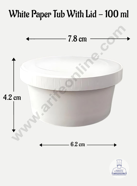 100ml White Kraft Paper Tub With Lid (MOQ 100 PCS)