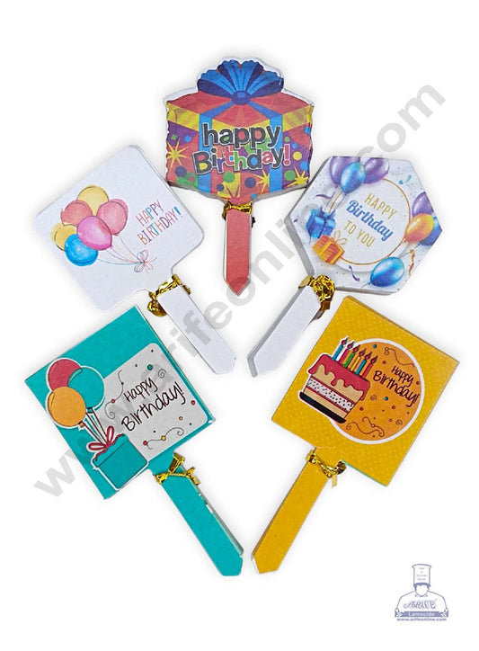100 pcs Happy Birthday Tag Mix HDB Theme Paper Topper For Cake And Cupcake (MOQ 12 PCS)