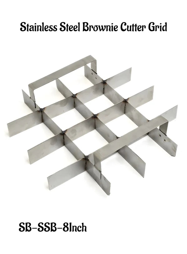 8 Inch Stainless Steel Brownie Cutter – 4x4 Grid Insert for 8x8x2 Inch Square Aluminum Mould -(SB-SSB-8Inch)  (MOQ 12 PCS)