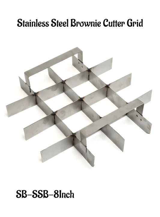 8 Inch Stainless Steel Brownie Cutter – 4x4 Grid Insert for 8x8x2 Inch Square Aluminum Mould -(SB-SSB-8Inch)  (MOQ 12 PCS)
