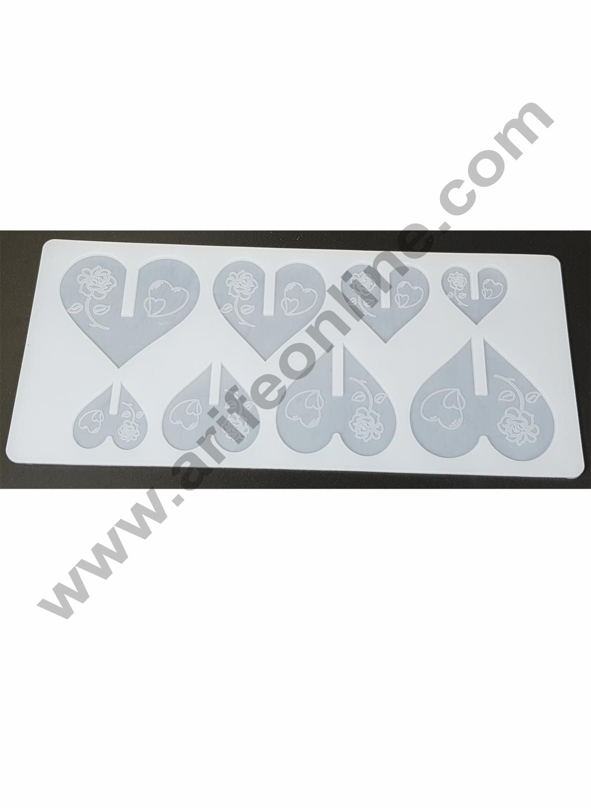 Cake Decor Silicon 8 in 1 Heart Shape Chocolate Garnishing Mould Cake Insert Decoration Mould
