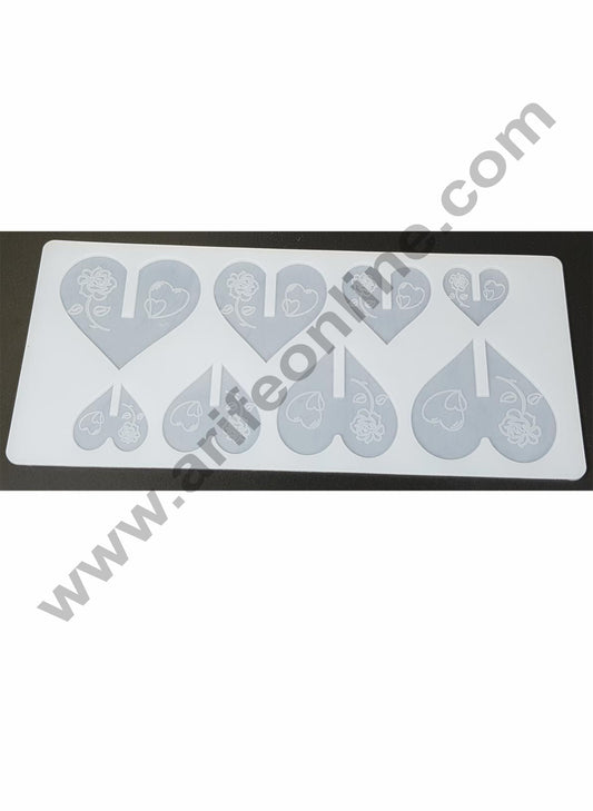 Cake Decor Silicon 8 in 1 Heart Shape Chocolate Garnishing Mould Cake Insert Decoration Mould