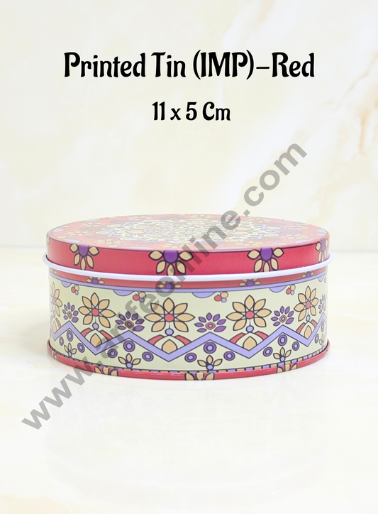 Printed Dream Tin (IMP) | Dream Cake Tin Torte cake Cookie Cake Tin - Red Color - 11 cm X 5cm (MOQ 160 PCS PER CRTN)