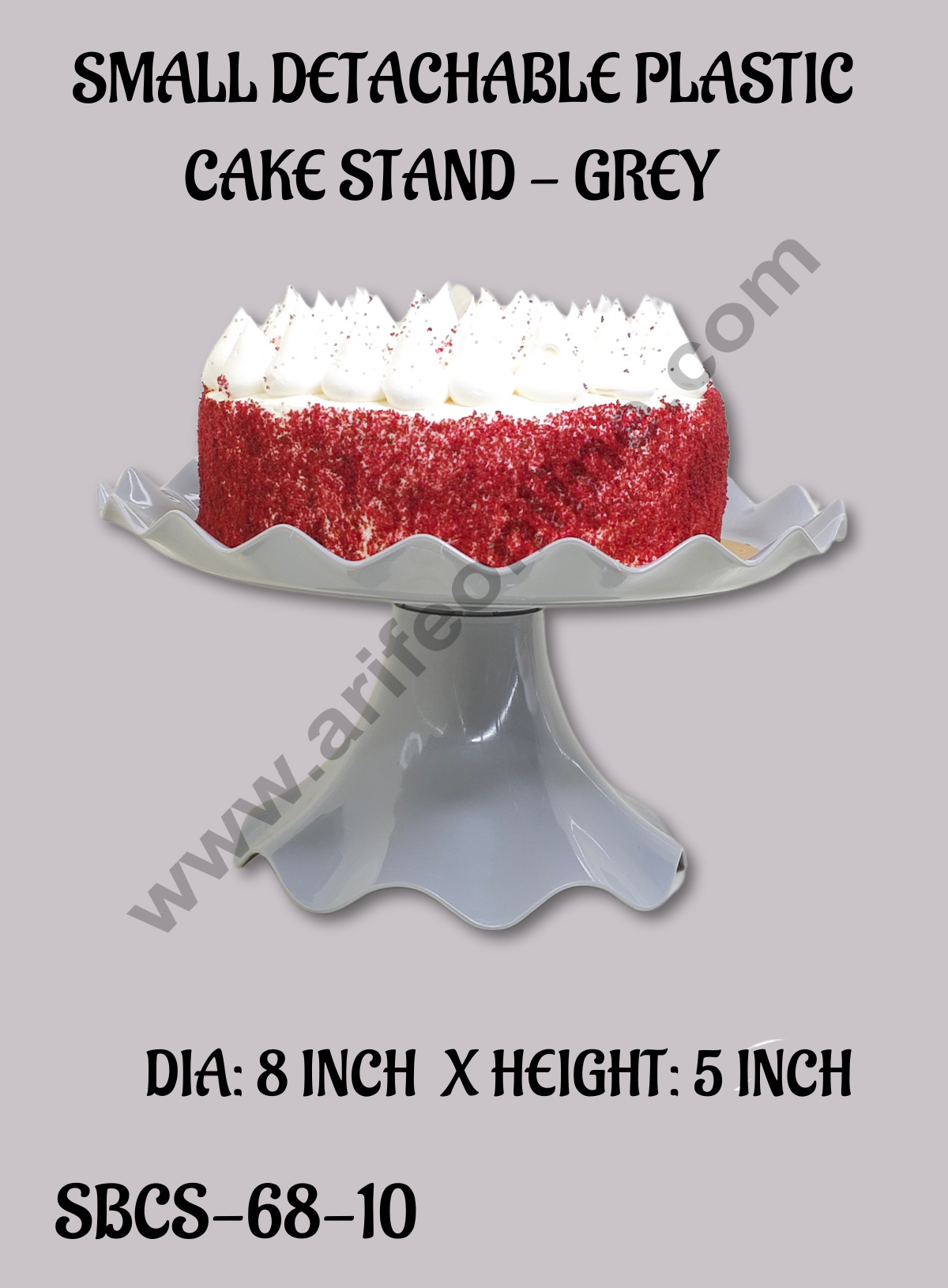 Small Detachable Plastic Cake Stand Wave Side | Cupcake Stand | Display Stand - Grey (MOQ 12 PCS)