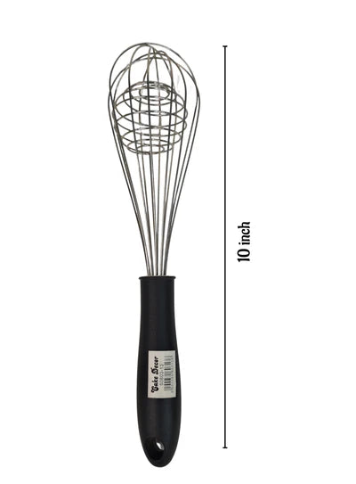 10 inch Stainless Steel Balloon Whisk | Plastic Hand Blender Egg Beater for Whisking & Baking (SBAC-50803-12-B) (MD)