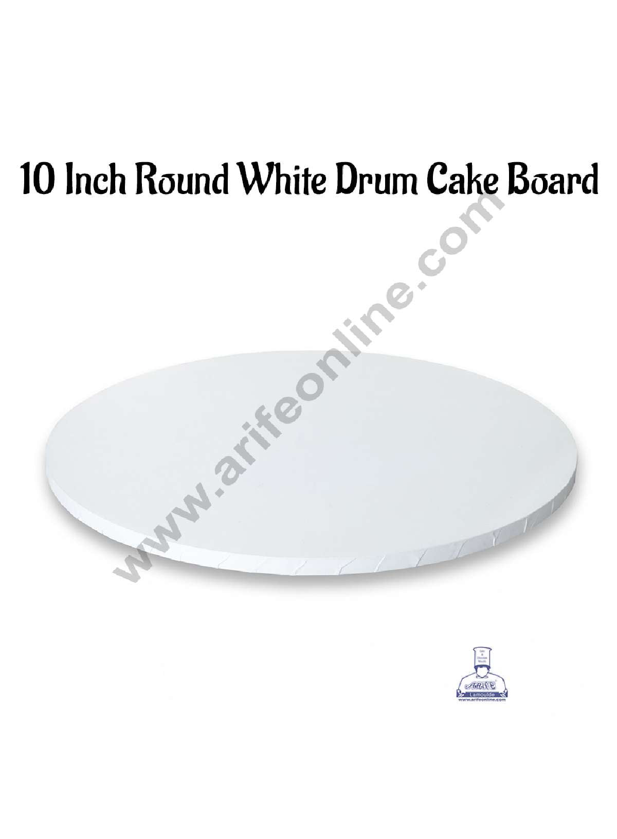 White Round Drum Cake Board Cake Base - 10 inch (MOQ 50 PCS) (ED)