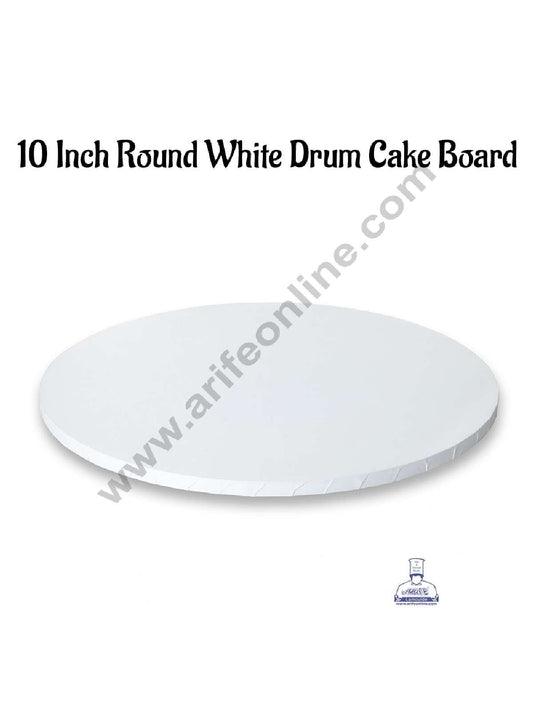 White Round Drum Cake Board Cake Base - 10 inch (MOQ 50 PCS) (ED)