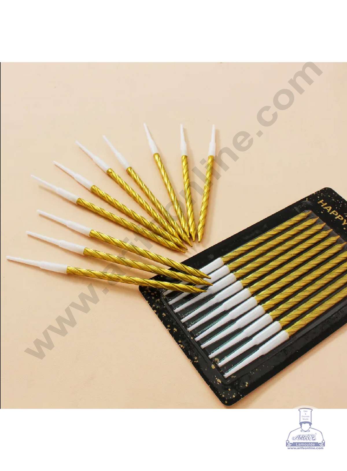 10 pcs Golden Twist Long Thin Candle for Party Decoration for Cake and Cupcake (MOQ 20 SET)