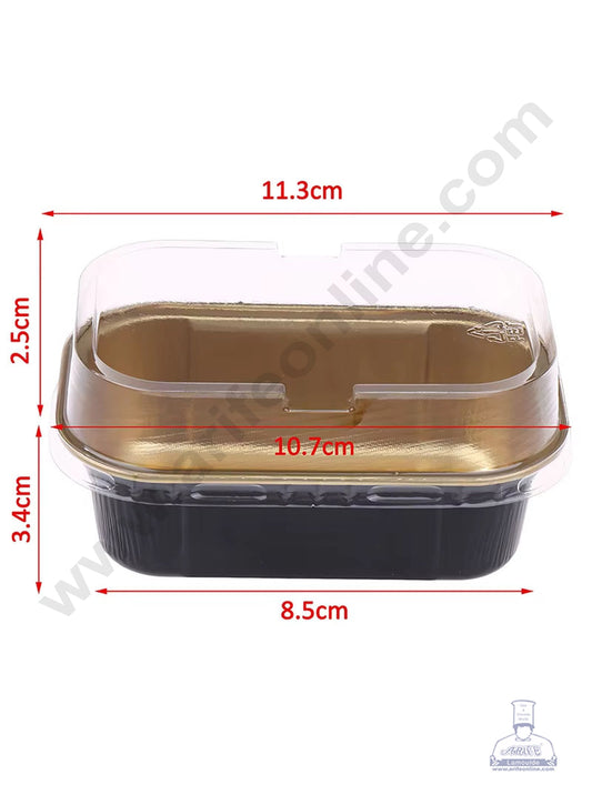 Small Rectangle Aluminium Tin Foil Bake & Serve Cup with Lid | Aluminium Containers | Non-Stick Foil Baking Cups - Gold - 2000 Pcs per cartoon (MOQ 1 CRTN)(O.5)
