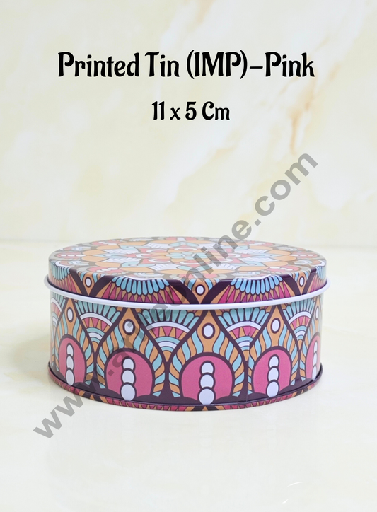 Printed Dream Tin (IMP) | Dream Cake Tin Torte cake Cookie Cake Tin - Pink Color - 11 cm X 5cm (MOQ 160 PCS PER CRTN)