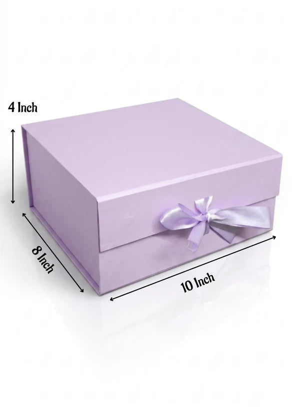 Small Collapsible Gift Hamper Box With Ribbon - Lilac (10x8x4 Inch) | 1 Pc | Foldable Reusable Magnetic Gift Packaging Box (SBBX-CHB-S-L) - (MOQ 50 PCS)