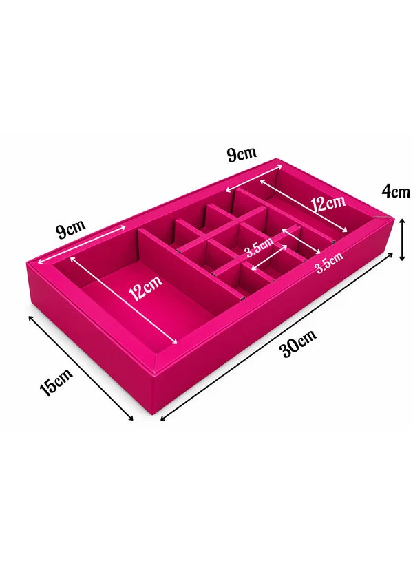11 Cavity Rectangle Pink Sliding Hamper Box with Tray & Compartments | Festive Gift Box (SBBX-3133) - (MOQ 100 PCS)