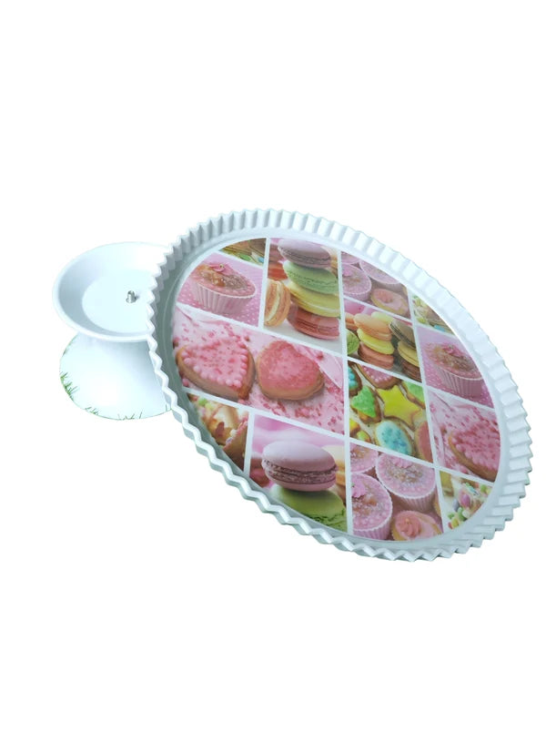 1 Pcs Round Acrylic Macarons Print Cake Stand (SBCS-750138-D-5) (MOQ 12 PCS)