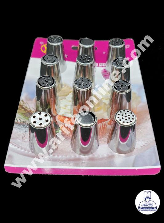 Cake Decor 12 Pieces Stainless Steel Russian Nozzle Set