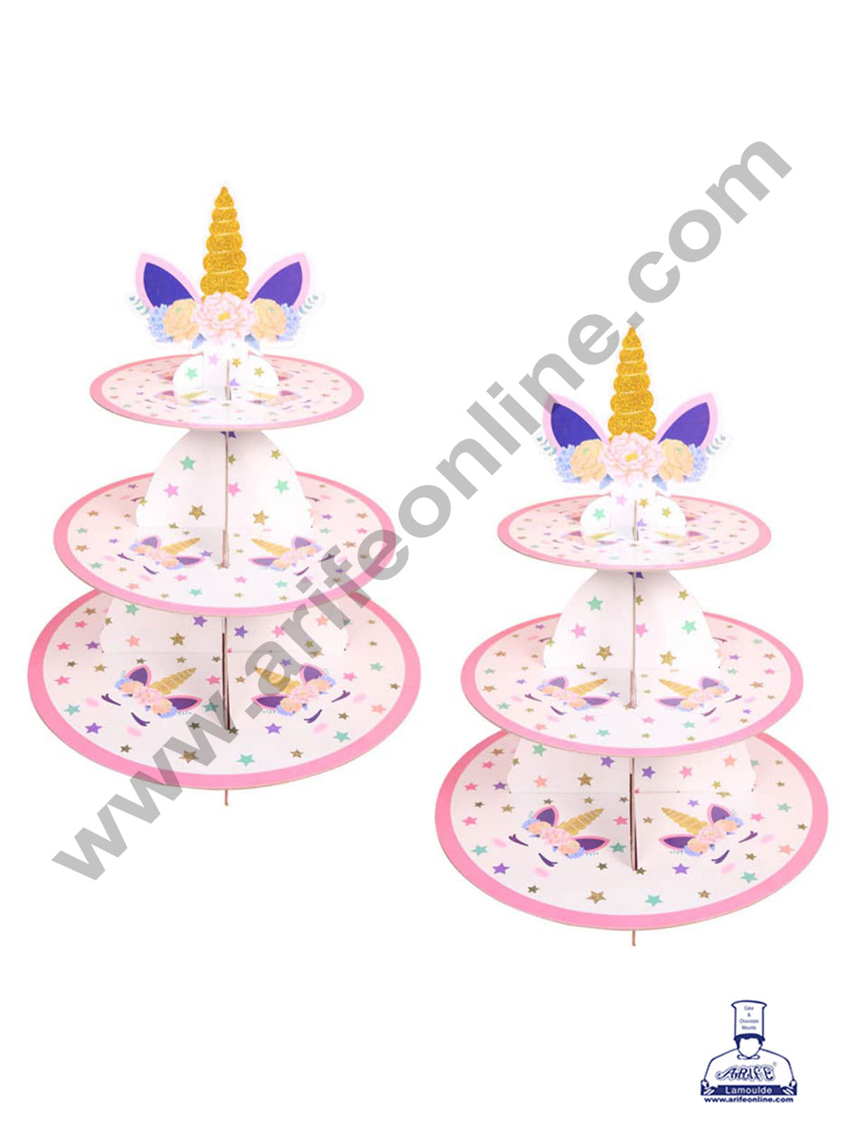 3-Tier Unicorn Cardboard Cupcake Stand (MOQ 12 PCS)