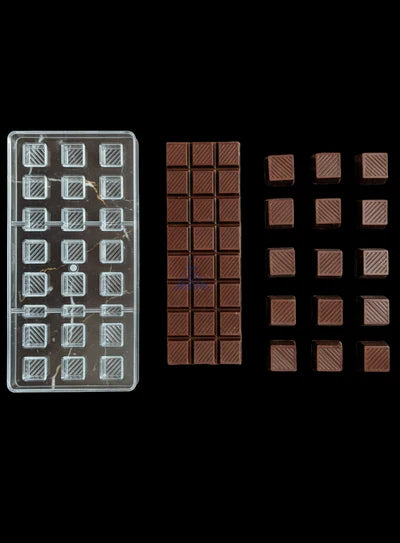 Regular Bakers 24-Cavity Polycarbonate Square Chocolate Mold with Striated/Crisscross Design |SBPS-40|1 Piece|  (MOQ 12 PCS) (ADD)