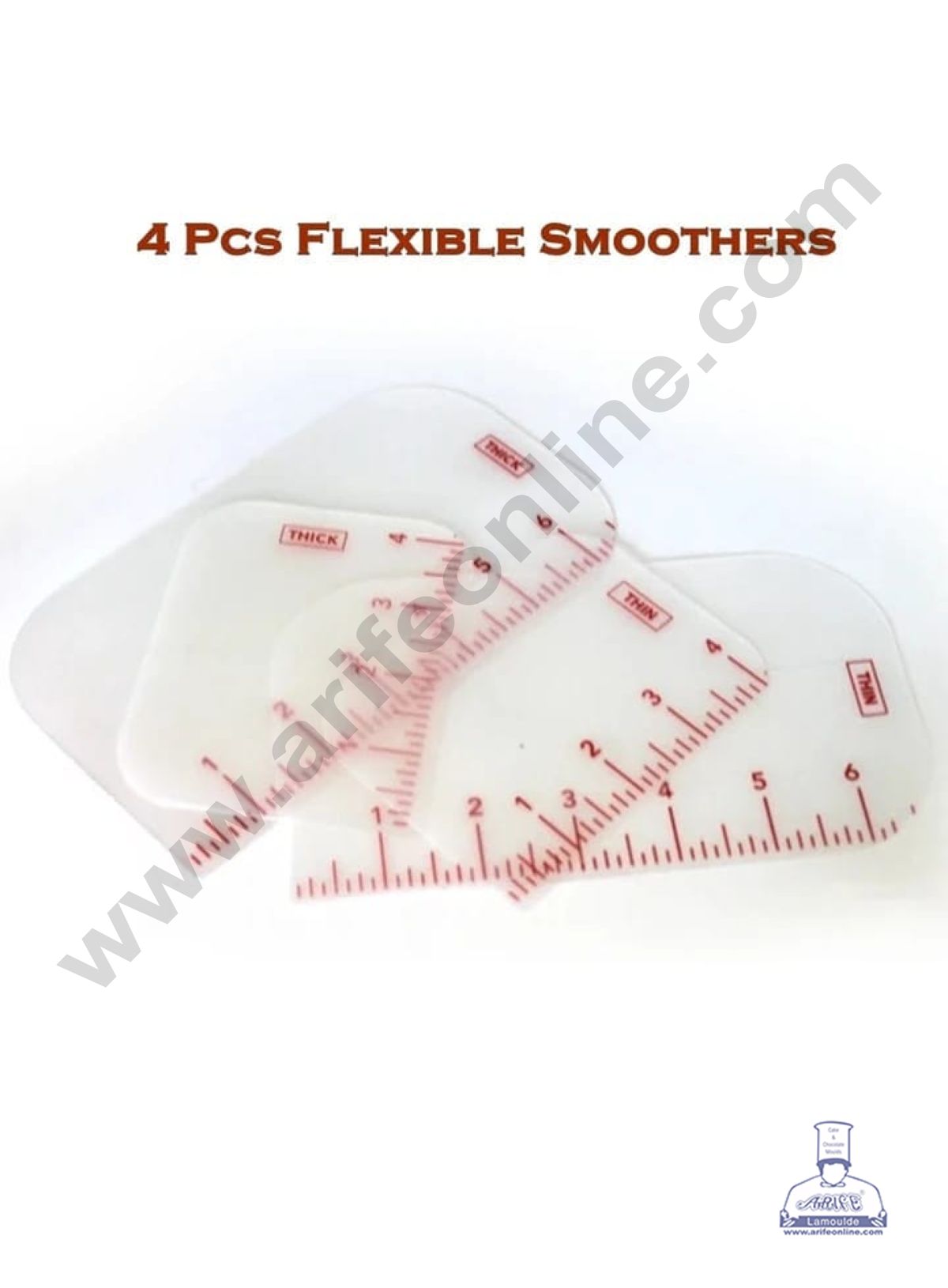 4 Pcs Flexible Smoothner Fondant Mousse Cream Spatula Edge Smoother Cake Decorating Tools (MOQ 12 PCS)