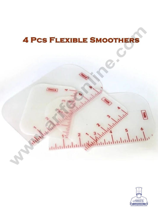 4 Pcs Flexible Smoothner Fondant Mousse Cream Spatula Edge Smoother Cake Decorating Tools (MOQ 12 PCS)