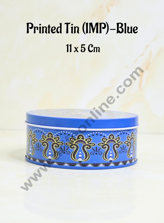 Printed Dream Tin (IMP) | Dream Cake Tin Torte cake Cookie Cake Tin - Blue Color - 11 cm X 5cm (MOQ 160 PCS PER CRTN)