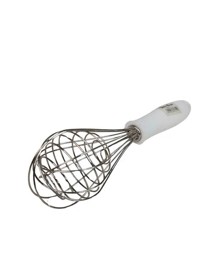 10 inch Stainless Steel Balloon Whisk | Plastic Hand Blender Egg Beater for Whisking & Baking - White (SBAC-50803-12-W)  (MD)