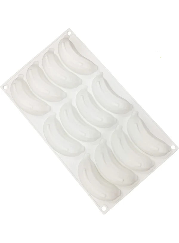 12 Cavity Banana Shape Silicone Mould | Banana Dessert, Chocolate & Cake Mould (SBSM-CK10-349/LBM-1236) - (MOQ 12 PCS) (AIE)