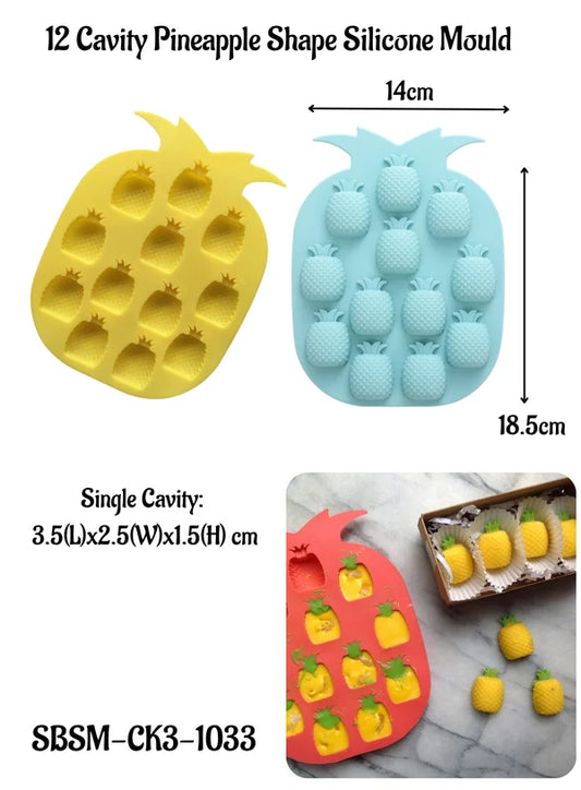 12 Cavity Pineapple Shape Silicone Mould | Pineapple Chocolate, Candy & Dessert Mould (SBSM-CK3-1033) - (MOQ 12 PCS) (EE)