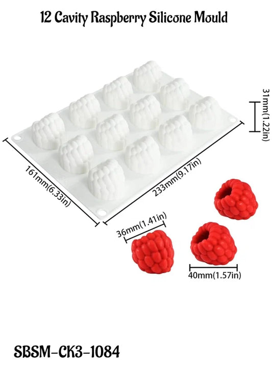12 Cavity Raspberry Silicone Mould | Raspberry Shape Fruit Mould for Mousse, Chocolate, Cake & Dessert (SBSM-CK3-1084) - (MOQ 12 PCS) (AAD)