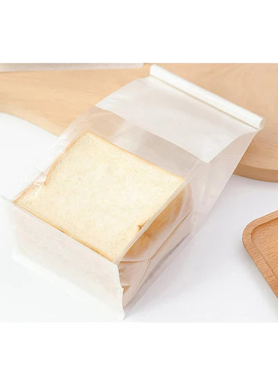 Medium bread pouch With Window-White - (28 X 17.5 X 10 cm) (Pack of 10) (SB-ZP-15) (MOQ 12 PACK)