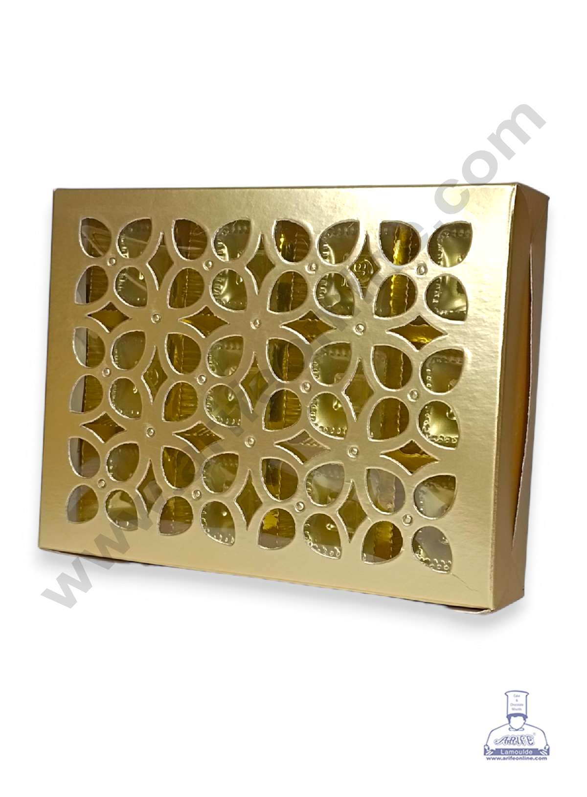 12 Cavity Chocolate Box with Cavity & Cutout Window Without Handle ( 10 Piece Pack ) - Gold (MOQ 12 PCK) (AMD)