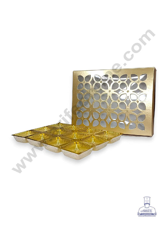 12 Cavity Chocolate Box with Cavity & Cutout Window Without Handle ( 10 Piece Pack ) - Gold (MOQ 12 PCK) (AMD)