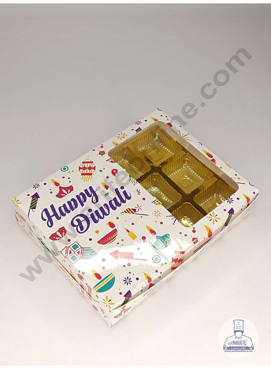12 Cavity Diwali Theme Chocolate Box with Clear Window & Cavity ( 10 Piece Pack ) - White (MOQ 12 PACK) (ARD)