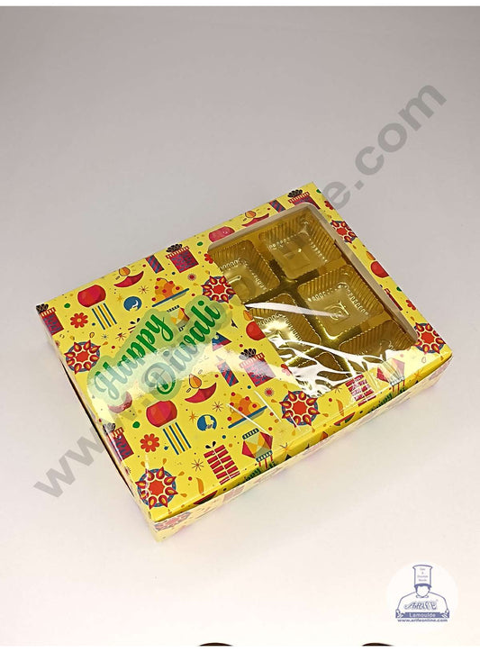12 Cavity Diwali Theme Chocolate Box with Clear Window & Cavity ( 10 Piece Pack ) - Yellow (MOQ 12 PACK) (ARD)