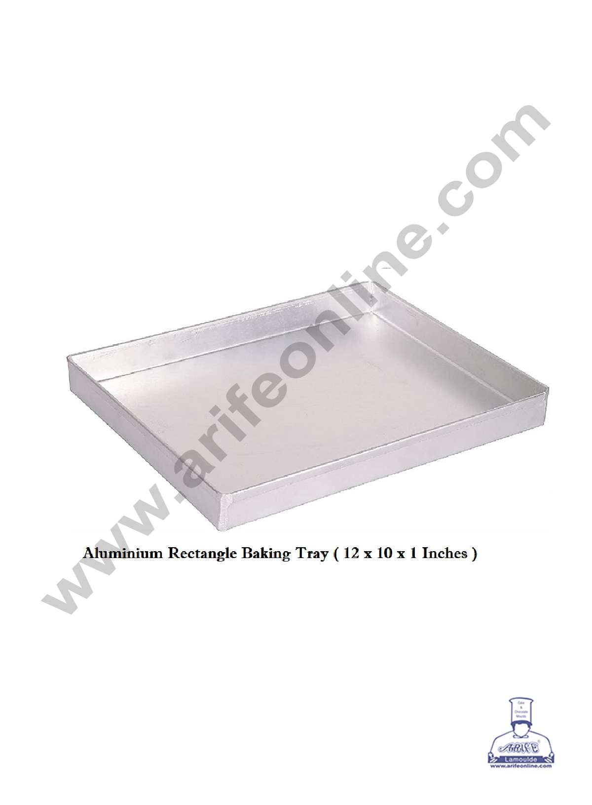 Aluminum Rectangle Cake Mould Baking Tray - (12 x 10 x 1 inches) (MOQ 12 PCS)