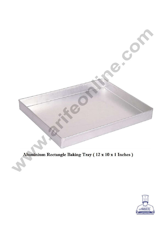 Aluminum Rectangle Cake Mould Baking Tray - (12 x 10 x 1 inches) (MOQ 12 PCS)