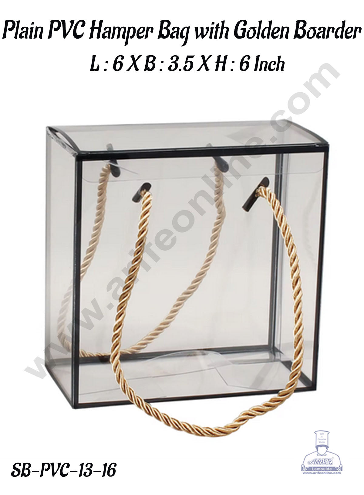 Plain PVC Hamper Bag with Black Boarder - 6 X 3.5 X 6 Inch | Gift Box | Gift Bag with Handle (MOQ 100 PCS) (RU)