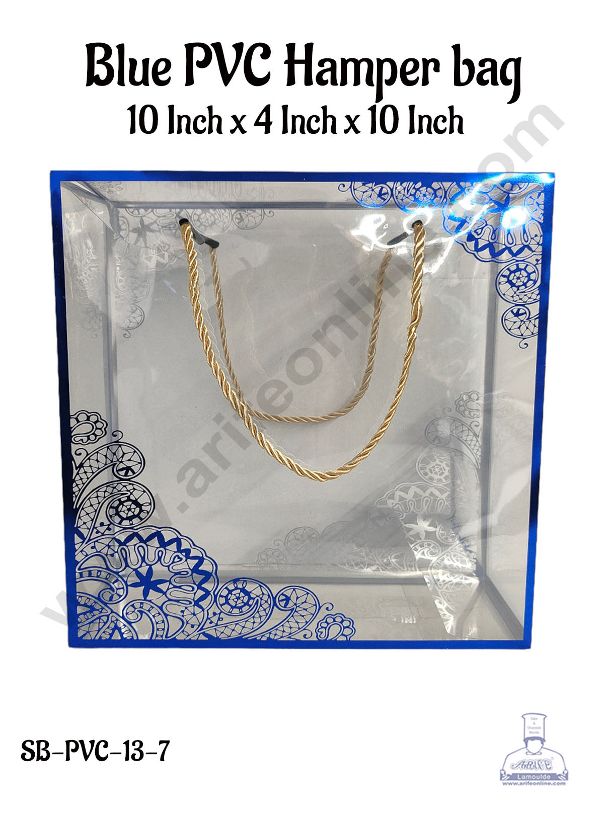 Blue Pattern PVC Hamper Bag - 10 X 4 X 10 Inch | Gift Box | Gift Bag with Handle (MOQ 100 PCS) (MD)
