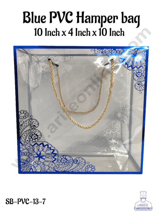 Blue Pattern PVC Hamper Bag - 10 X 4 X 10 Inch | Gift Box | Gift Bag with Handle (MOQ 100 PCS) (MD)
